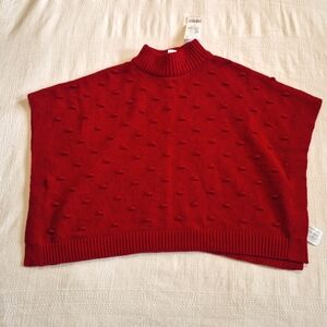 Children's Place girls size 4 deep red poncho baubble texture, NWT